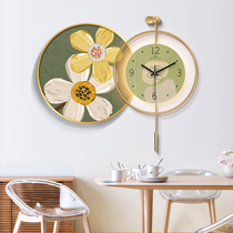 New Clock Dining Room Decoration Painting Dining Table Dining Room Hanging Table Wall Lamp Round Hanging Clocks Combined Living Room Background Wall Clocks