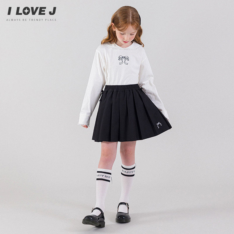 ILOVEJ韩国童装2025秋季女童白色打底衫纯棉蝴蝶结上衣/JXFTO16,淘宝优惠券,粉丝福利购,淘宝优惠卷
