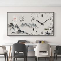 New Chinese Wall-mounted Bell Restaurant Decoration Painting Home and Masterpiece Living Room Electronic mute Wannian Clock Landscape Painting