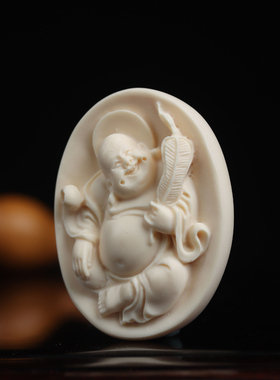 4号笑口常开弥勒佛鹿角雕刻轻奢小众项链男高级感毛衣项链女生新