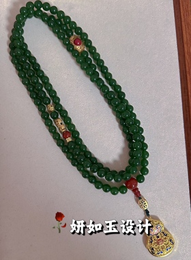 国风复古新中式项链毛衣链斜挎链背链葫芦烧蓝吊坠气质百搭时尚女