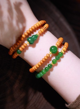 SUMOJEWEL《福禄》新中式老钱风原创禅意碧玉三圈手串