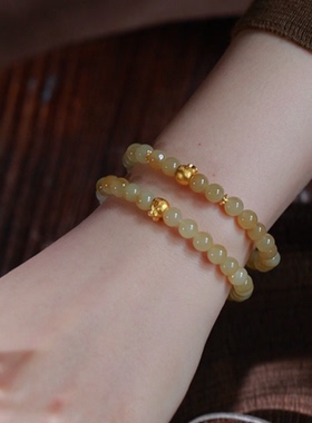 SUMOJEWEL《金福袋》新中式温柔复古且末糖玉福袋手串