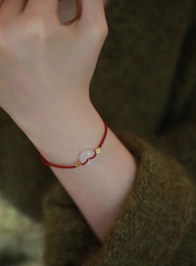 SUMOJEWEL《岁岁平安》新中式复古文艺气质青海白平安扣编织手链