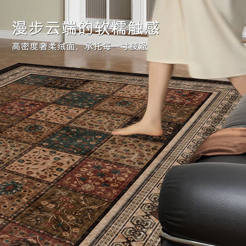 复古客厅地毯2026新款沙发茶几毯卧室高级感全铺免洗耐脏家用地垫 - 图2