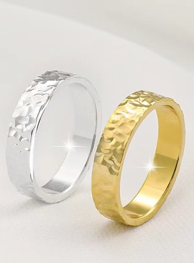 简约戒指不掉色碎碎冰冰戒指女小众高级轻奢金色素圈ins风饰品