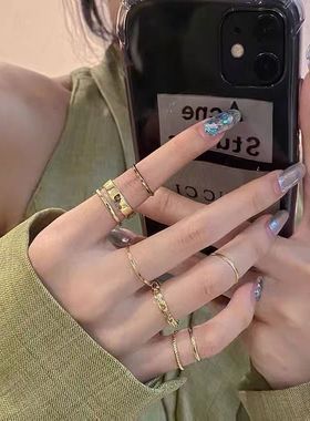 戒指素圈不掉色戒指ins