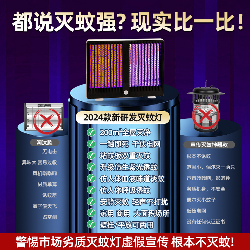 灭蚊灯2024新款灭蚊神器家用室内灭蝇灯苍蝇捕捉智能电蚊器诱捕器 - 图0