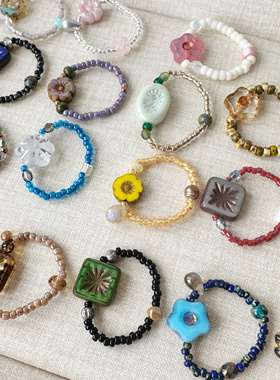 叠戴戒指原创捷克珠串珠小众百搭