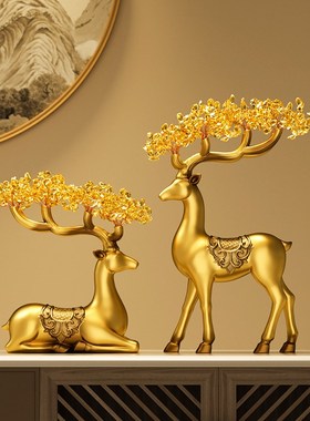速发创意招财鹿摆件轻高奢装客厅电视柜博古架酒柜档饰品乔迁新居