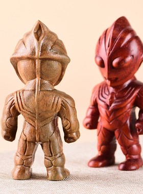 速发手檀木雕迪迦绿把件男雕实木士刻男童生日礼物装饰摆件