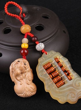 速发羊角如盘扣算意算盘貅木貔桃汽车扣挂件