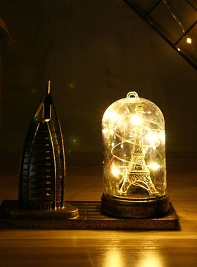 速发创意复古欧式小灯夜灯友面床头摆件桌笔筒沙漏送男朋带闺蜜礼