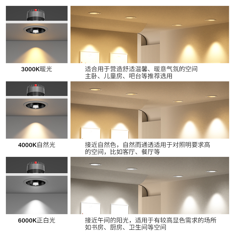 小山丘射灯防眩光嵌入式洗墙射灯家用客厅极窄边框led天花灯筒灯