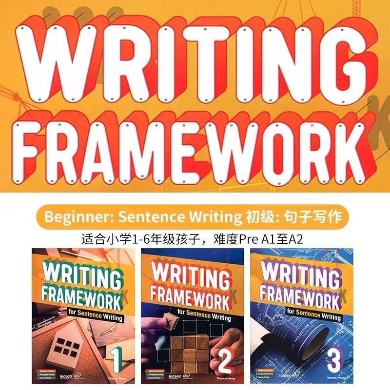 原版中小学英语写作系列 Writing Framework for Sentence/Paragraph/Essay Writing句子段落短文写作专项教材寒暑假课程-图0