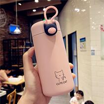 Brief SMALL CUTE HEAT INSULATION CUP FEMALE TREND PERSONALITY STUDENT WATER CUP KOREA INS GIRL HEARTS PORTABLE ACCOMPANYING CUP