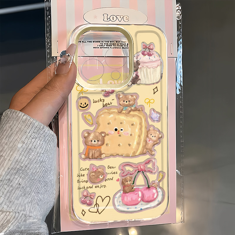 熊和饼干适用苹果16手机壳华为mate60新款iPhone15promax透明pura70高级小米14vivo荣耀200女oppo红米note13