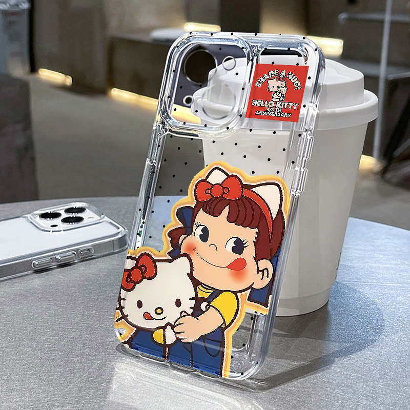 不二家女孩KT猫适用苹果15promax手机壳新款iphone16可爱卡通12透明13防摔14华为pura70荣耀vivo小米oppo红米