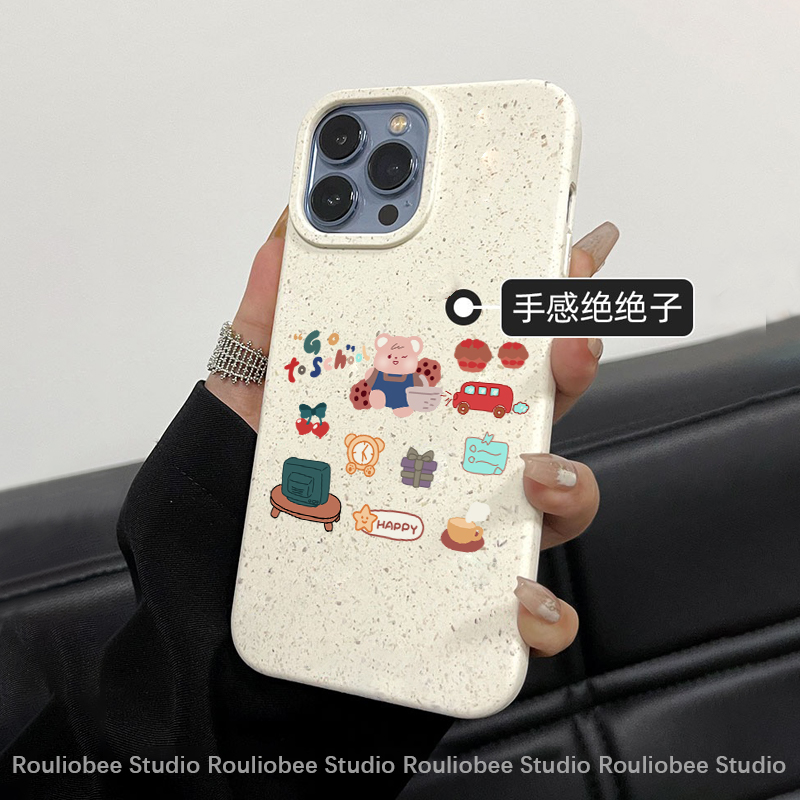 花朵小熊兔子适用iphone14promax苹果13手机壳opporeno8/7可降解华为p40女款红米k60k50小米12x软note11pro套