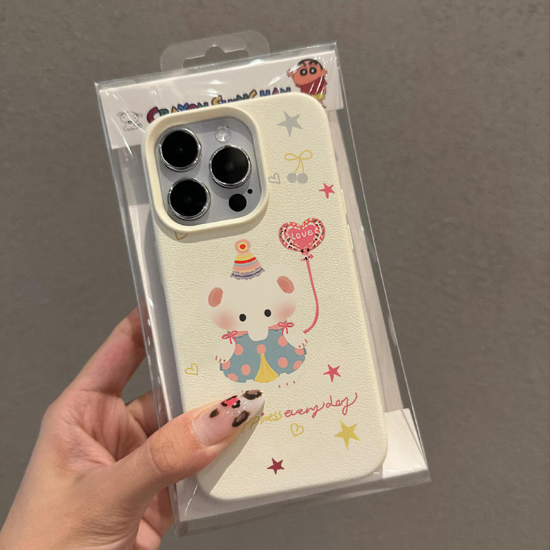 日韩ins爱心气球小象适用苹果15promax手机壳iPhone14新款13创意12pro小众11荔枝纹xs情侣款xr高级全包防摔套
