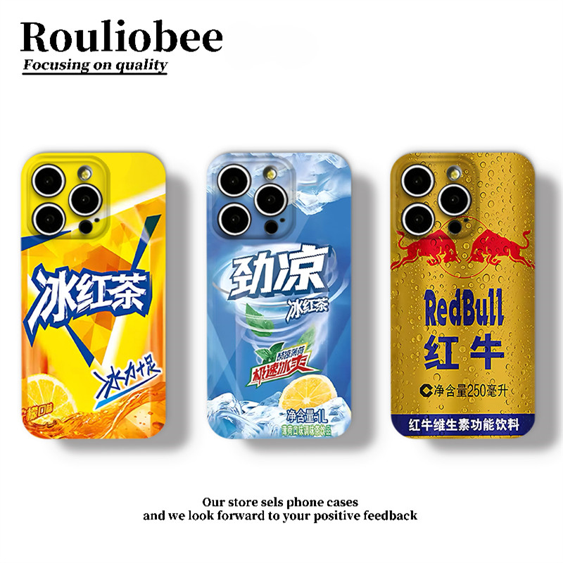 夏日清凉手机壳苹果17promax华为pura70冰红茶iPhone16Promax小米15饮料ivivo搞怪OPPO14冰箱饮料13清凉x适用