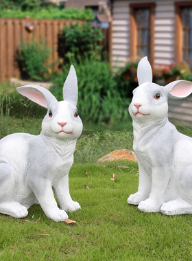 户外仿真小白兔雕塑发光别墅庭院