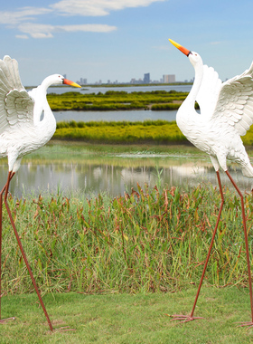 户外仿真仙鹤玻璃钢雕塑摆件花园