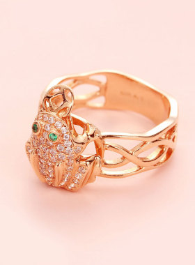 俄罗斯585紫金戒指女款轻奢简约精致礼物时尚设计感气质个性小众