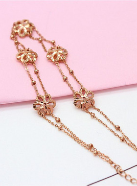 俄罗斯585紫金双线五朵小花手链女款轻奢小众精致礼物时尚高级ins