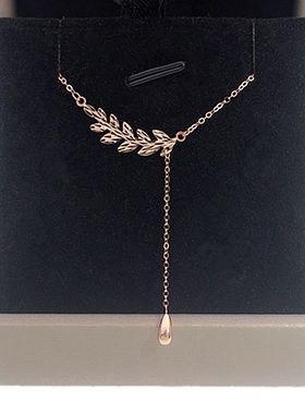 俄罗斯紫金585枫叶项链女玫瑰金百搭简约精致韩版镀14K锁骨链饰品