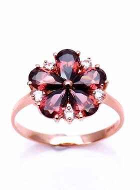 俄罗斯585紫金戒指女款轻奢简约精致礼物时尚小众设计感气质个性