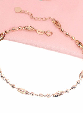 俄罗斯585紫金玫瑰金转运珠手链镀18k简约气质设计感女士精致礼物