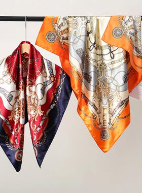 Chain rope printed headscarf  Elegant链条绳索印花包头方巾