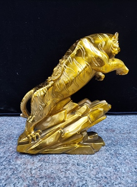 虎啸山河纯铜老虎摆件客厅办公室虎生肖铜老虎工艺品家居装饰品