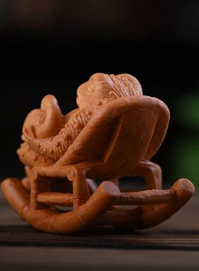 太行崖柏木雕摇椅蟾蜍摆