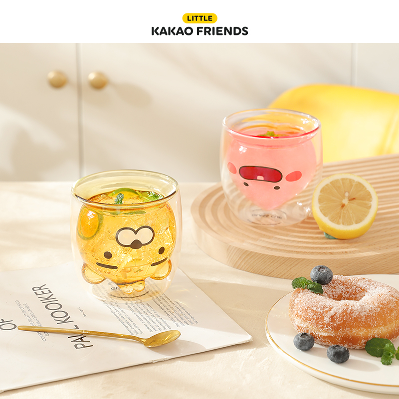 KAKAO FRIENDS玻璃杯子家用双层隔热杯高颜值创意情侣夏季喝水杯 - 图0