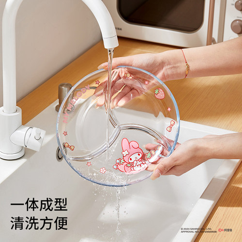 三丽鸥玻璃分格餐盘饺子水果分餐盘火锅配菜分装分隔式新备菜盘子 - 图3