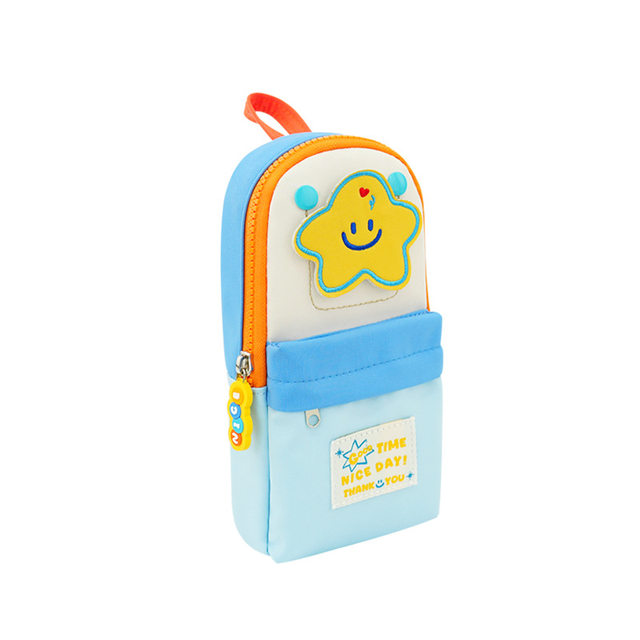 Contrast color star patch pencil bag 2025 new cute high-value student special large capacity ins style splicing color not to collide stationery bag pencil case junior high school students use girls stationery storage bag