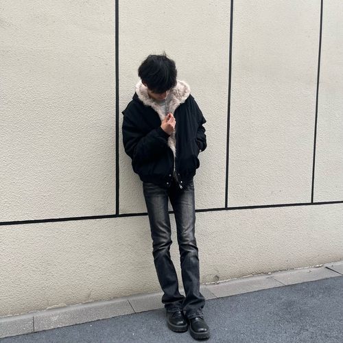 ZLAYCO美式高街vibe风水洗黑灰vintage517微喇弹力修身纪璇牛仔裤 - 图2