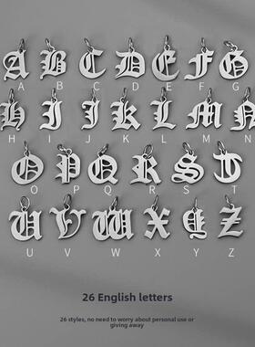 古巴字母嘻哈潮钛钢锁骨链