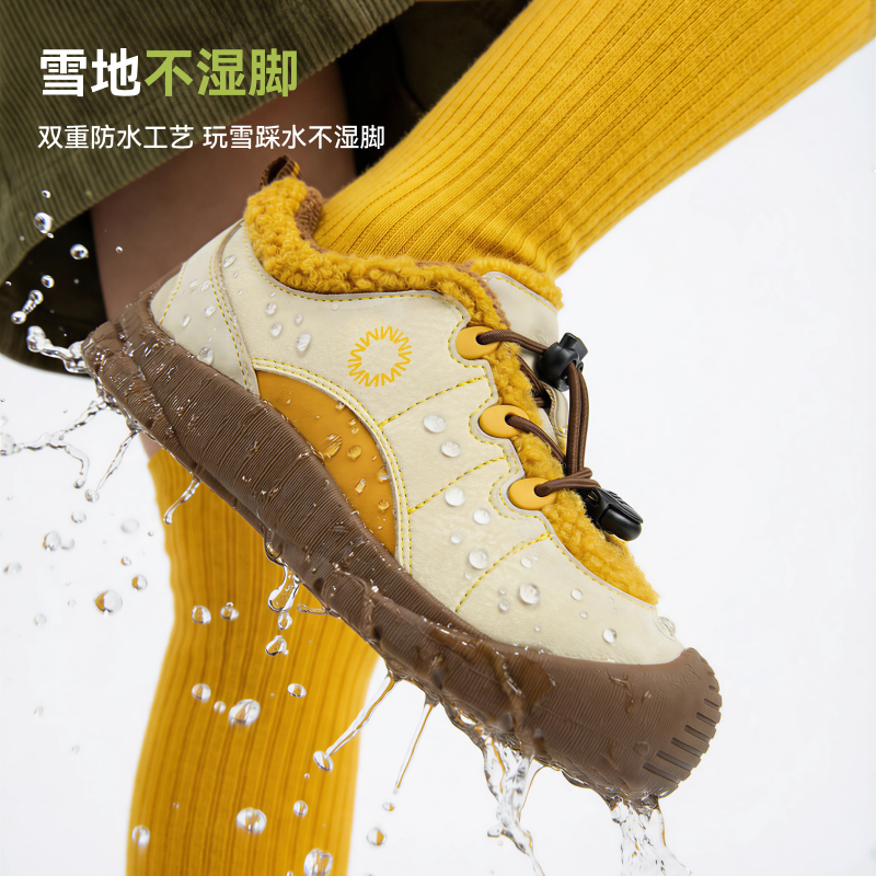雪娃娃25年冬季户外棉鞋宝宝学步鞋加绒机能鞋保暖男女童鞋运动鞋 - 图0