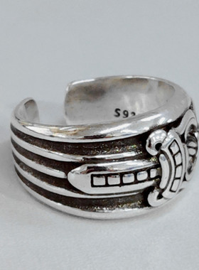 一件代发复古圣剑戒指指环做旧宽面霸气情侣开口戒指生日礼物