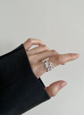 01906欧美宽面银杏树叶戒指时尚个性小众设计冷淡风热卖指环饰品