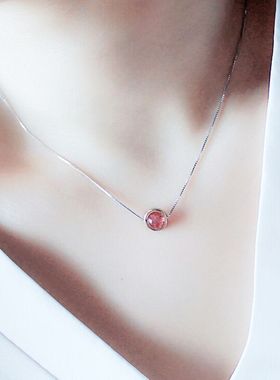 饰品项链草莓晶颈链情人节饰品厂家吊坠女盒子链项饰项链韩版