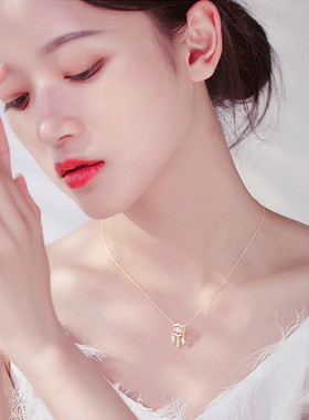 简约森系捕梦网项链女时尚韩版气质镶钻灵动流苏锁骨项链饰品