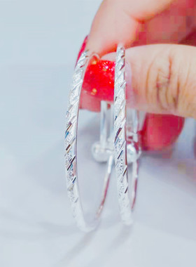 简约创意实心圆面儿童手镯小巧可爱车花手镯脚镯满月礼物饰品