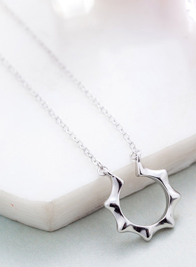 2024新品韩版太阳项链创意几何菱角吊坠项链气质锁骨链女饰品项链