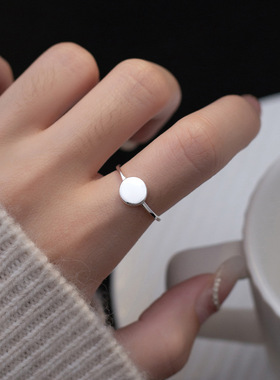 新品日韩系几何光面圆形戒指平面个性潮简约开口可调节女手饰品