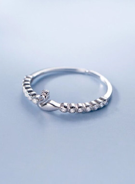 新款日韩系天鹅镶钻戒指女款气质小清新简约创意开口指环手饰品戒