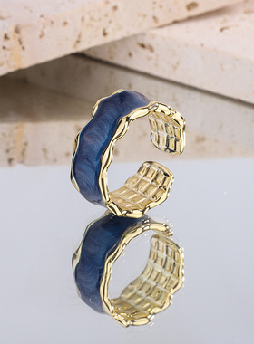 新品韩国风时尚波浪滴胶戒指女几何型潮流个性气质简约手饰指环戒